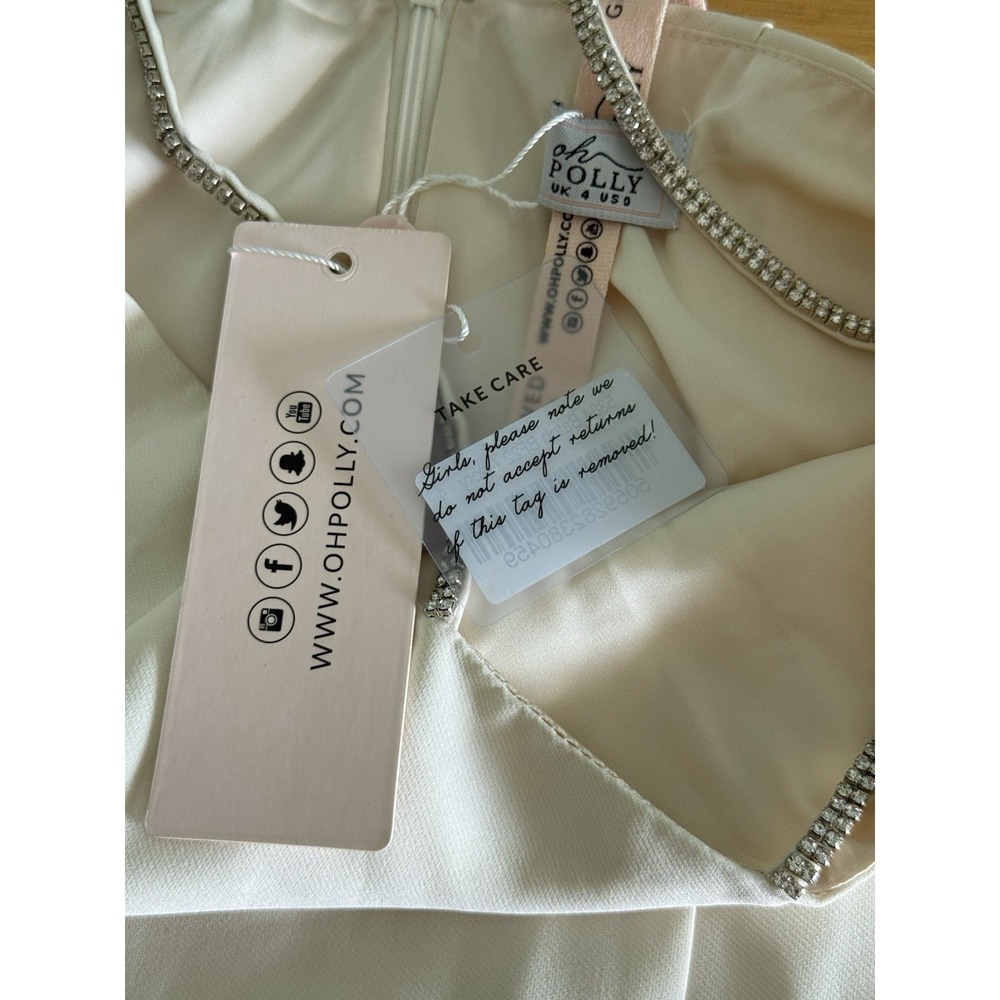 Oh Polly NWT 2-Piece Set Skirt & Corset Top Size 0 XS Cream Jewel Rhinestone - Picture 3 of 8